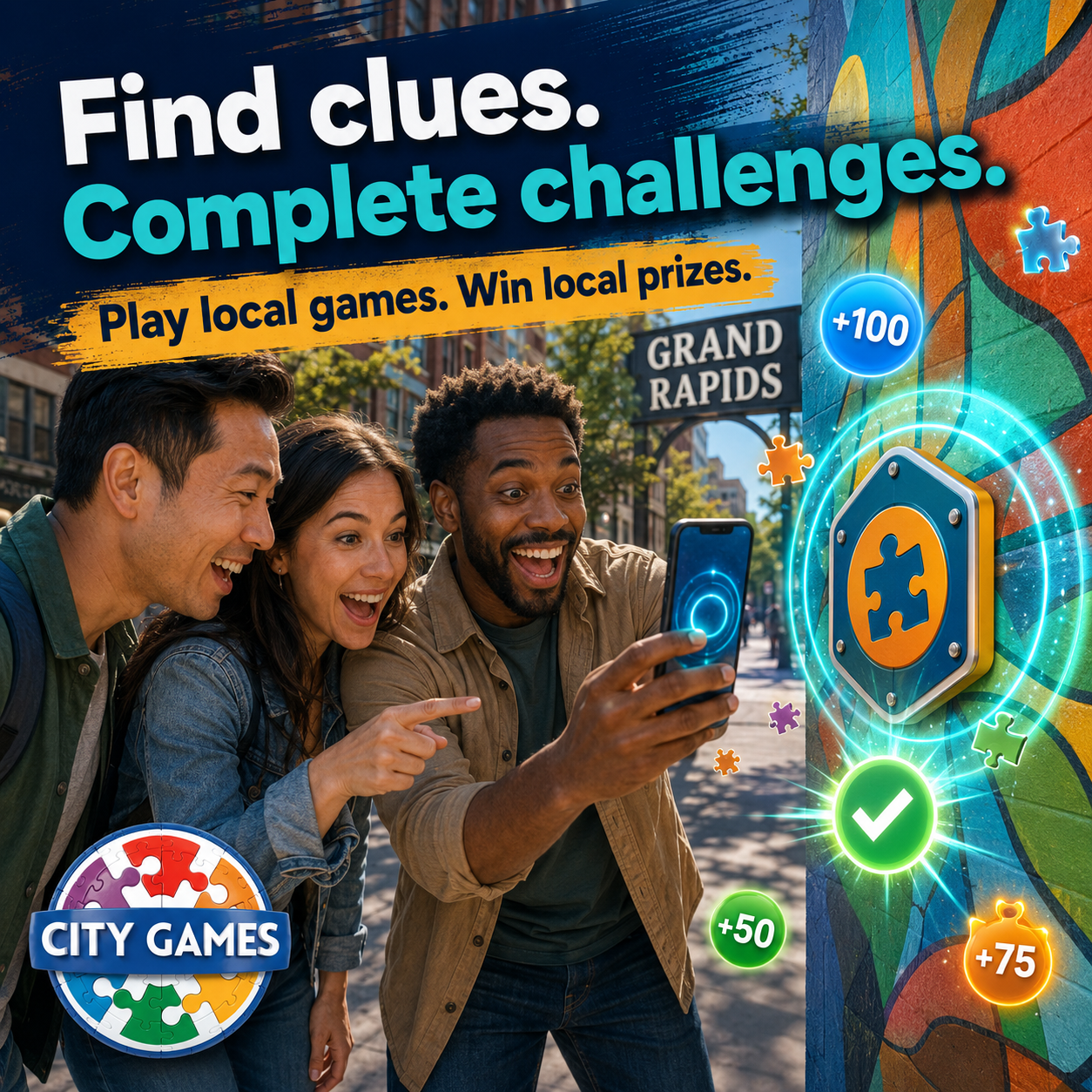 Find clues and complete challenges